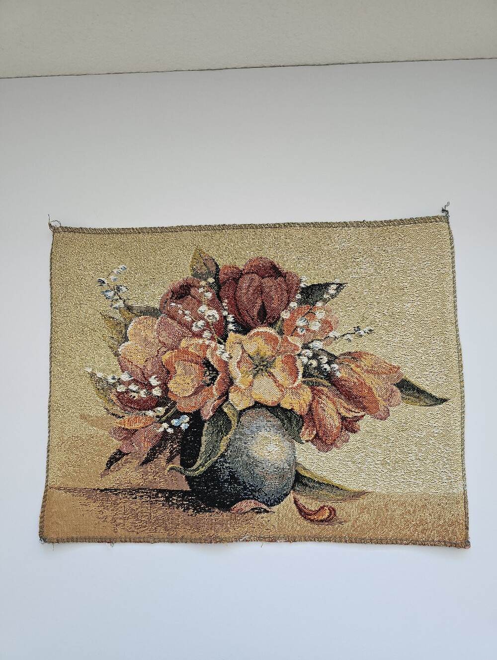 Vintage Russian Gobelen Tapestry Panel - Floral Bouquet in Vase​